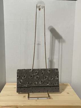 AREA Stars Beaded Velour Evening Clutch Crossbody Bag